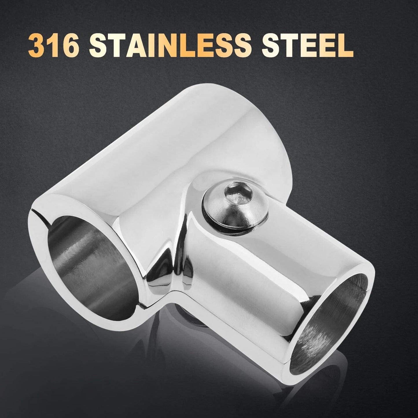 316 Stainless Steel Boat Marine Handrail 90 Degree Tee Fitting Hardware 25mm Tube Boat Accessories Hand Rail Fitting