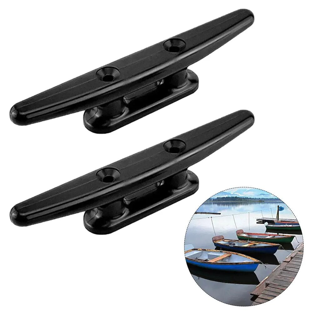 4pcs Marine Yacht Deck Hardware Mooring Dock Black Nylon For Rope Accessories With Screws Boat Cleat 4inch 5inch Open Base