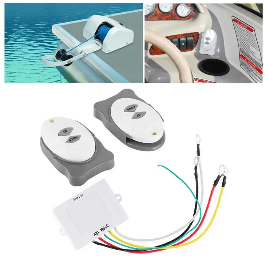 Anchor Remote Control Windlass Wireless Switch Trim Controller Marine Boat Sail Accessory 2 Transmitter
