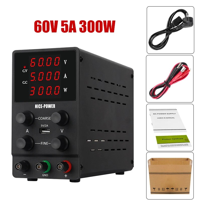 Digits Adjustable Switching Power Supply AC To DC 30V 10A/5A For Battery Charging/Laboratory Teaching, Chemical Electroplating