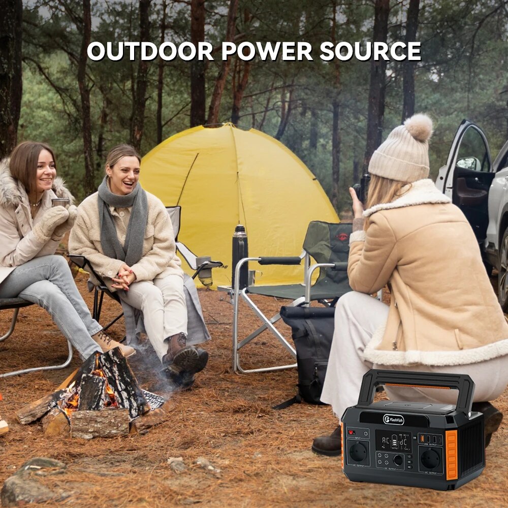FlashFish Power Station 560W Portable Solar Generator Pure Sine Wave AC Outlets 520Wh Backup Power supply For Camping Outdoor