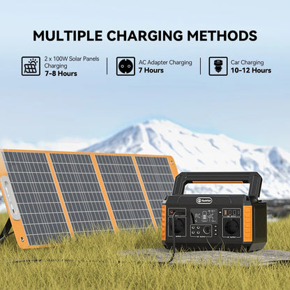 FlashFish Power Station 560W Portable Solar Generator Pure Sine Wave AC Outlets 520Wh Backup Power supply For Camping Outdoor