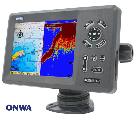 ONWA KCombo-7A 7 pouces transducteur combiné GPS marin couleur LCD traceur GPS combiné avec sondeur GPS + détecteur de poisson + classe B AIS 
