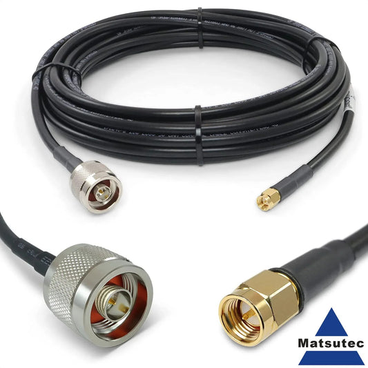 Matsutec Câble coaxial à faible perte SMA mâle vers N mâle Premium série 240 de 25 pieds pour modems/routeurs 4G LTE, 5G, jambon, ADS-B, GPS vers antenne