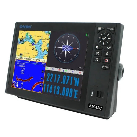 ONWA KM-12X 5 en 1 traceur de cartes GPS marin 12 pouces + transpondeur AIS classe B + détecteur de poisson + fonction Radar marin 