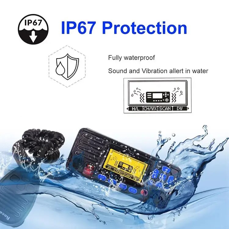 Walkie Talkie RS-509MG GPS integrado com posicionamento VHF transceptor marítimo IPX7 à prova d'água 25W rádio marítimo DSC 