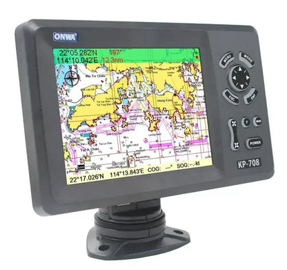 ONWA KP-708 7in Marine GPS Navigator Navigation Chart Plotter with Colorful LCD External GPS Antenna Transponder Combo Navigator