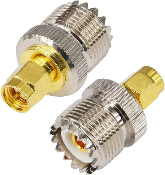 2pcs RF coaxial coax adapter SMA male to UHF(PL259) female SO-239 SO239 SMA Jack/Plug to UHF Nickel Gold Plated Test Converter