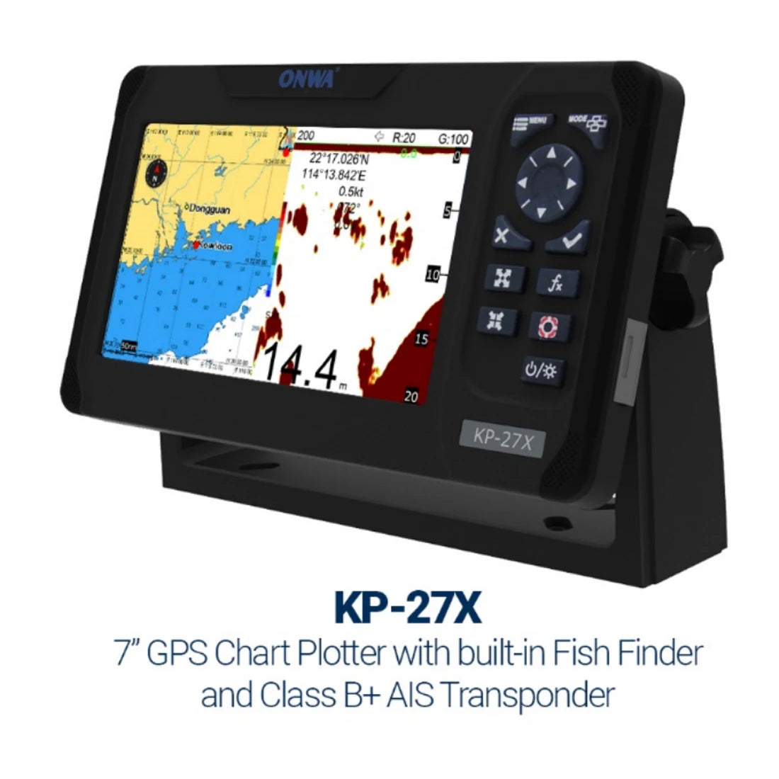 ONWA KP-27X 7-inch IP66 Marine GPS Chart Plotter  4-IN-1 with Echo Sounder with AIS Built-in Fish Finder