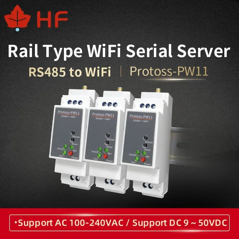 High Flying Protoss-PW11 RS485 Wired to Wifi Wireless Serial Server Rail Mounting DTU RS485 to WIFI serial server