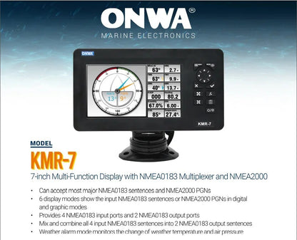 ONWA KMR-7 écran multifonction 7 pouces avec multiplexeur NMEA/NMEA0183/NMEA2000/répéteur anémomètre de Station météo 
