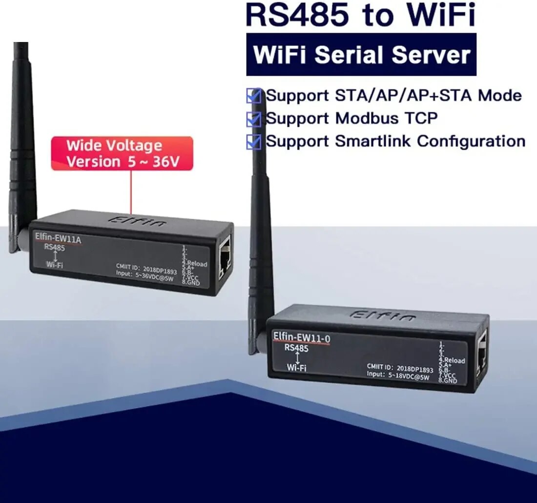 Les plus petits appareils réseau sans fil Elfin-EW11/Elfin-EW11A-0 Modbus TPC fonction IP RJ45 RS485 vers serveur série WiFi (EW11A-0 W 