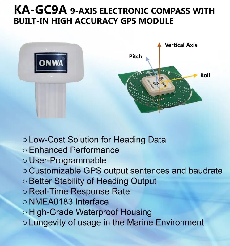 ONWA KA-GC9A 9-Axis Electronic Compass with Built-in High Accuracy GPS Module