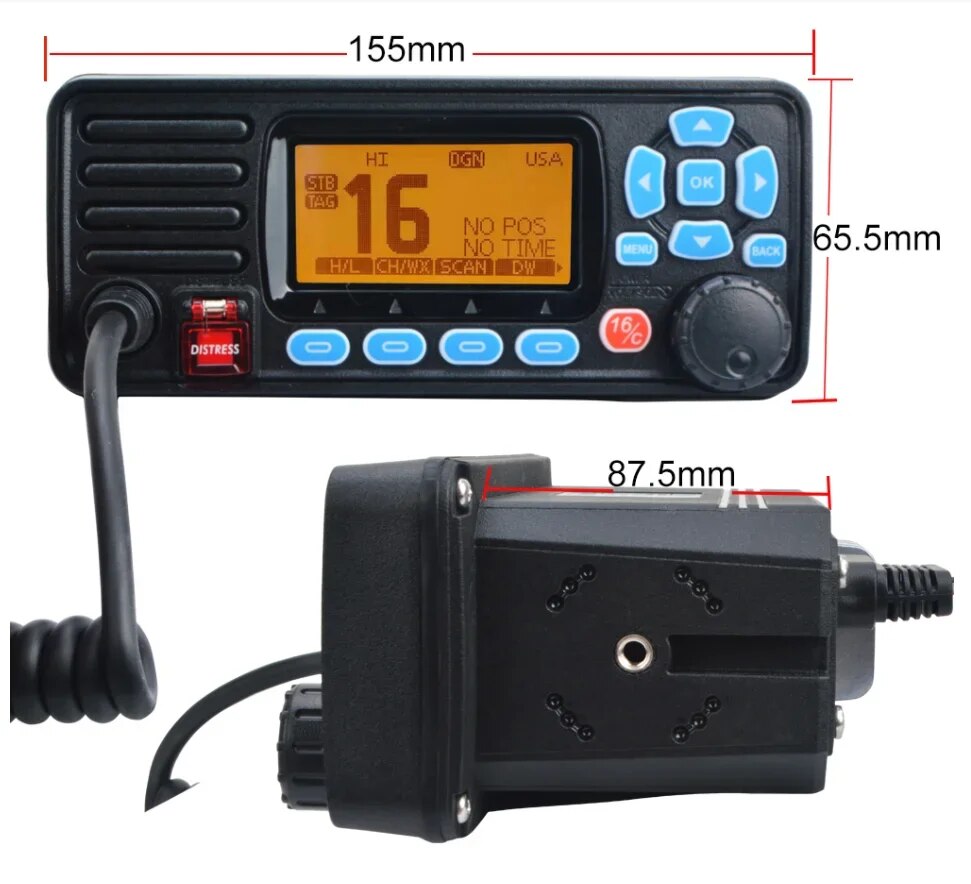 Walkie Talkie RS-509MG GPS integrado com posicionamento VHF transceptor marítimo IPX7 à prova d'água 25W rádio marítimo DSC 