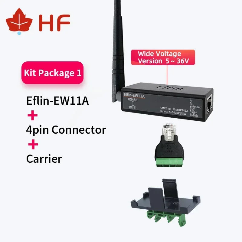 HF Elfin-EW11A-0 5~36V Wide Voltage External Antenna Wireless Networking Devices Modbus TPC IP  RJ45 RS485 to WIFI Serial Server
