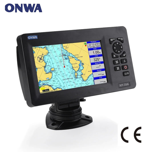 ONWA KP-39A 7-inch Color LCD GPS Chart Plotter with GPS Antenna and Built-in Class B AIS Transponder Combo Marine GPS Navigator