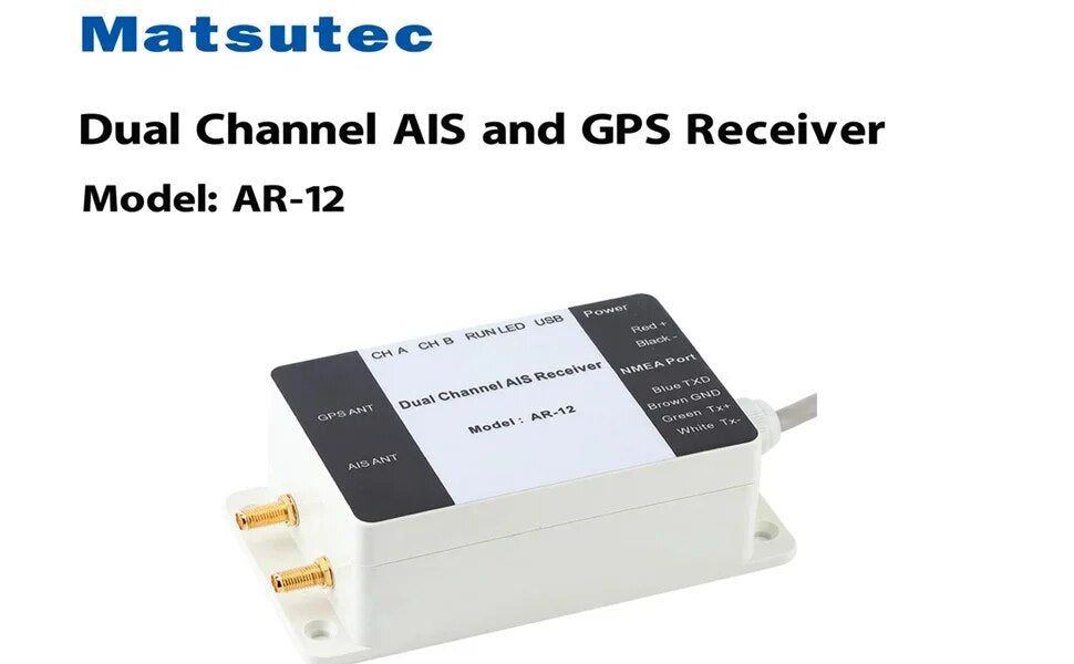 Receptor AIS marítimo de canal duplo Matsutec AR-12 com saída USB RS232 RS422