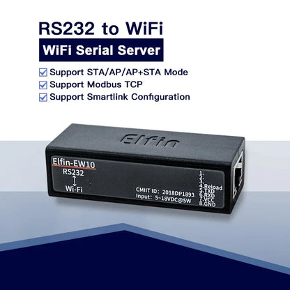 Serial Port RS232 To WiFi Device Server Converter Elfin-EW10 EW10A Support TCP/IP Telnet Modbus IOT Data Converter Transfer