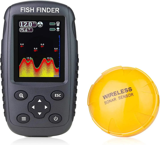 Matsutec GF-610 Portable Rechargeable Fish Finder Wireless Sonar Sensor Fishfinder Depth Locator with Fish Size