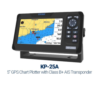 ONWA KP-25A 5-inch Marine GPS Chart Plotter with Class B+ AIS Transponder ( supports Expanded Features)