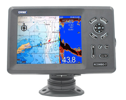 ONWA KCombo-7 7inch  marine GPS fishfinder combo transducer Color LCD GPS plotter Combo with Fishfinder GPS +FISH FINDER