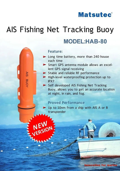 Matsutec HAB-120S compteur de bouée de pêche envoyer des informations de localisation AIS EPIRB IPX7 étanche GPS traqueur Anti-perte + bouton SOS 
