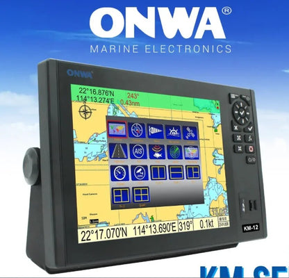 ONWA KM-12X 5 EM 1 Plotter de gráfico GPS marinho de 12 polegadas + Transponder AIS classe B + Localizador de peixes + Função de radar marinho 