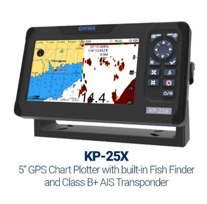 ONWA KP-25X 5-inch IP66 Marine GPS Chart Plotter  4-IN-1 with Echo Sounder with AIS Built-in Fish Finder