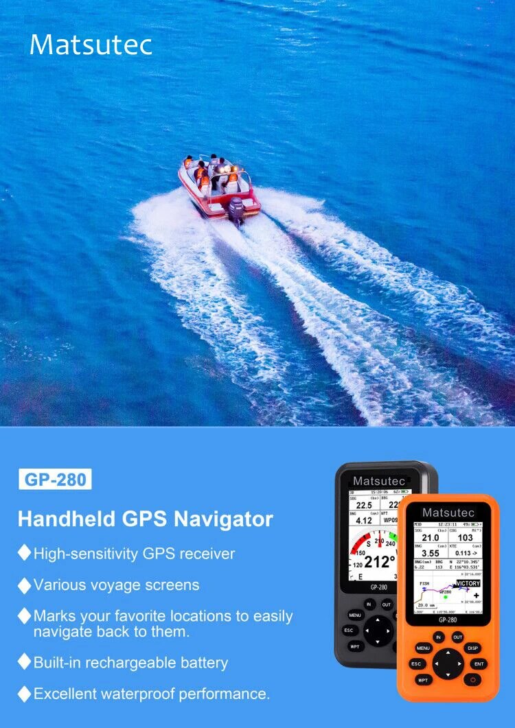 Matsutec GP-280 Handheld GPS Navigator/Marine GPS Locator Handheld High-Sensitivity GPS Receiver/Various Voyage Screens