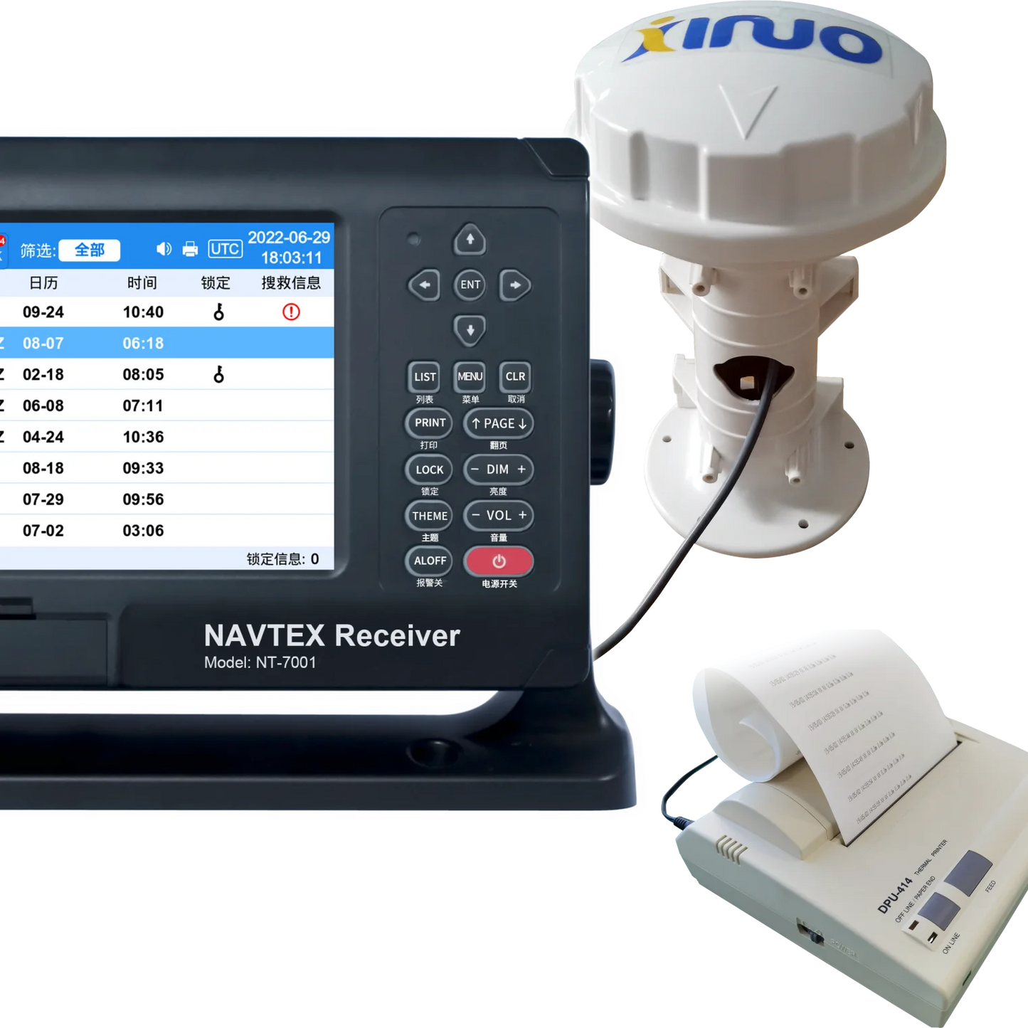 Électronique marine WWNWS XINUO NAVTEX récepteur NT-7001, écran LCD TFT 8 pouces, prise en charge de l'imprimante UPD-414, standard IMO 