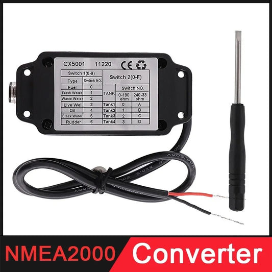 Nmea cx5001 nmea 2000 conversor multifuncional 0-190 ohm 240-33 ohm cx5001 nmea2000 conversor para barco iate sensor marinho 9-32v 