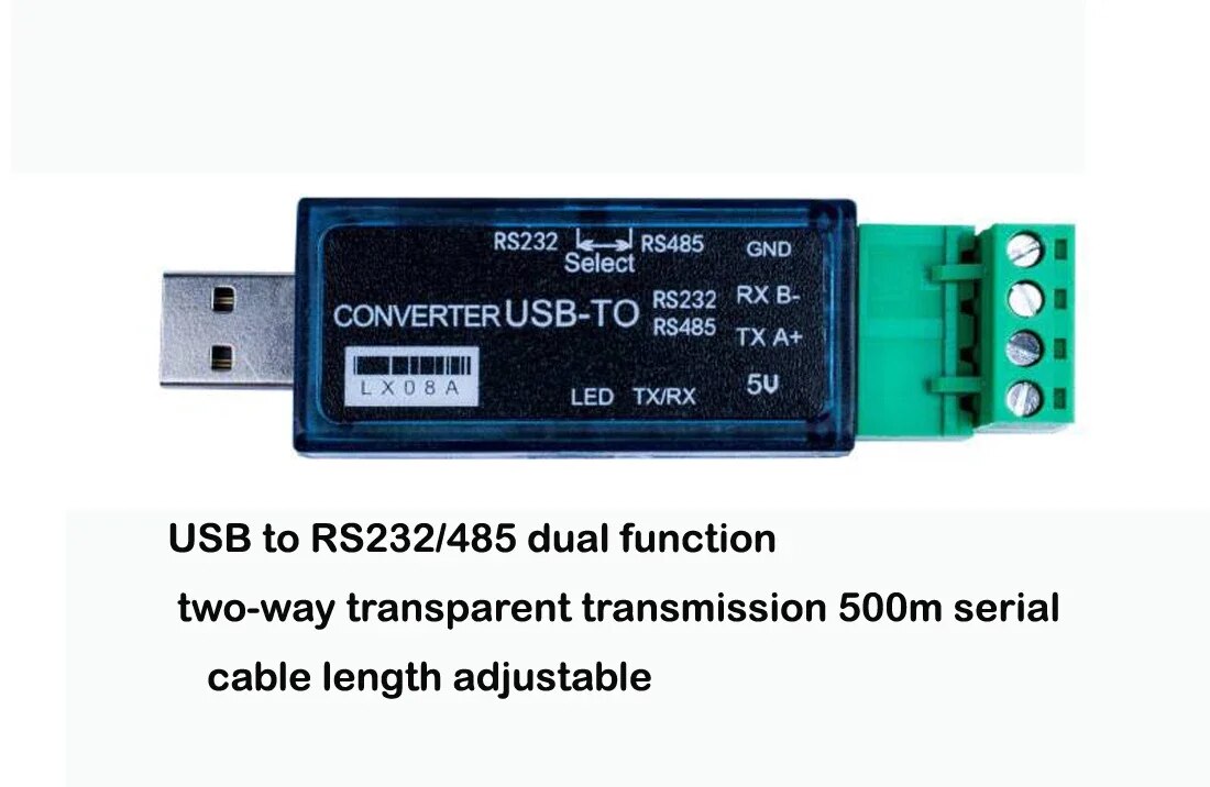 LX08A USB vers 485, USB vers 232 USB vers RS232 485 convertisseur Double fonction transmission transparente bidirectionnelle câble série 500m 