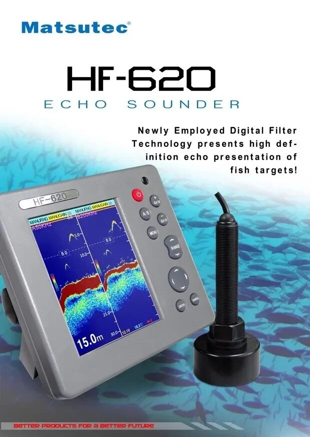Matsutec HF-620 MARINE COLOR ECHO SOUNDER Fishfinder DUAL frequência 5,6 polegadas 1000 pés