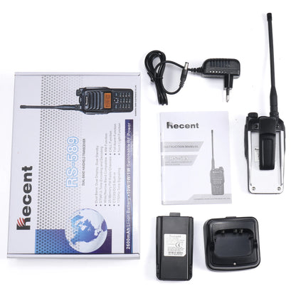 RS-589 Professional 10W 12KM VHF UHF Radio Walkie Talkie Portable Handheld Transceiver with LED Flashlight