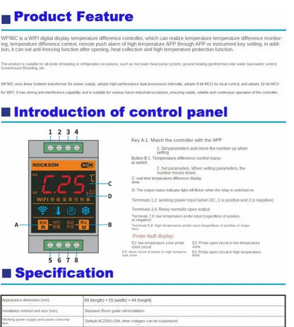 Solar Water Heater Engineering WIFI APP Remote Intelligent High Low Temperature Difference Controller Switch