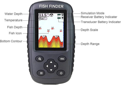 Matsutec GF-610 Portable Rechargeable Fish Finder Wireless Sonar Sensor Fishfinder Depth Locator with Fish Size