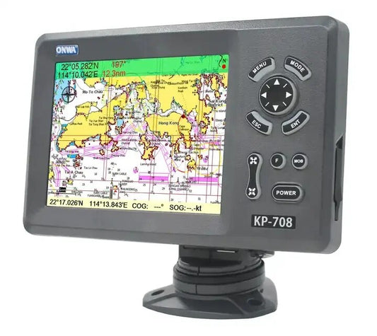 ONWA KP-708 7in Marine GPS Navigator Navigation Chart Plotter with Colorful LCD External GPS Antenna Transponder Combo Navigator