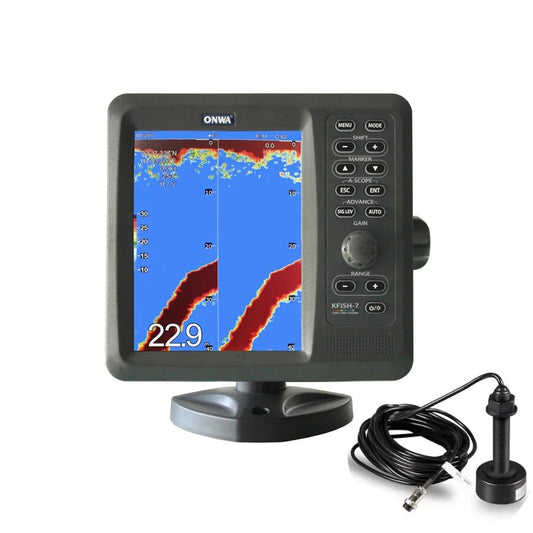 ONWA KFISH -7 Marine fish Finder depth sounder sonar fish finder With Dual Frequency,with TRANSDUCERS TD-25