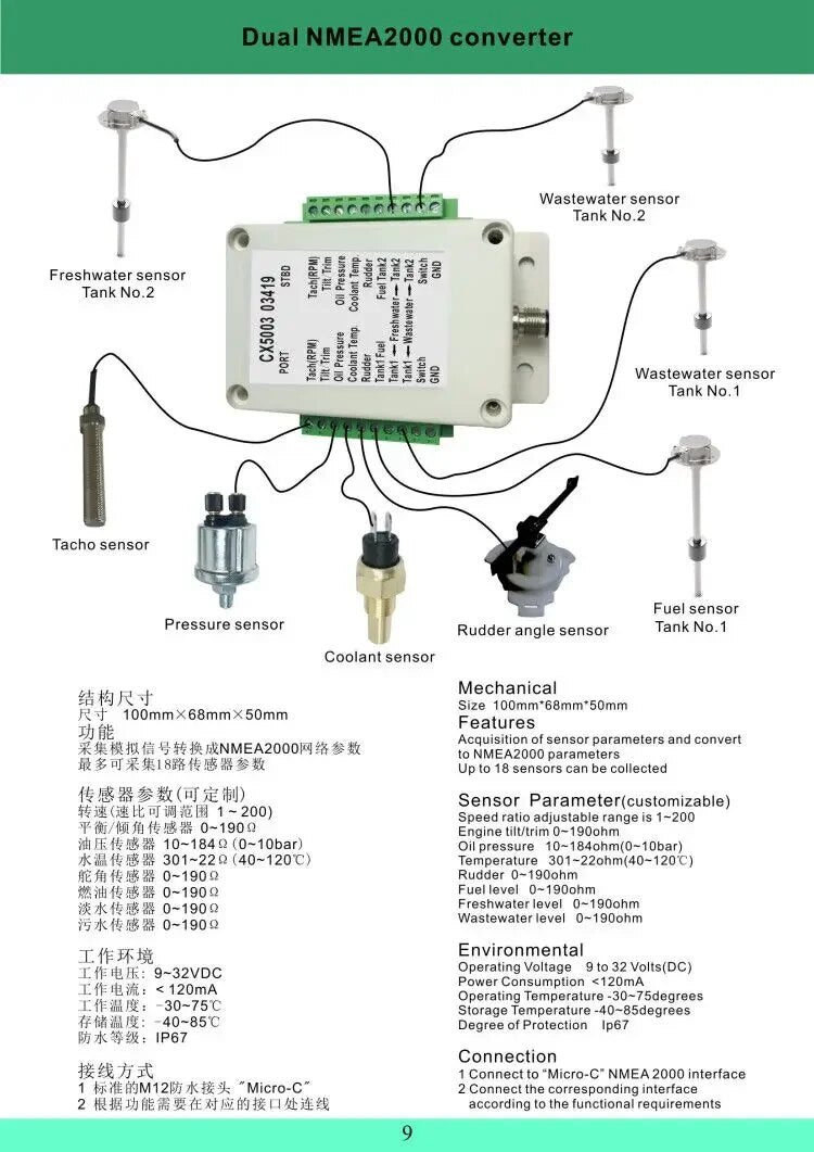 Matsutec nmea2000 conversor adaptadores cx5003 n2k cabos soquetes conversor multifuncional conectar até 5 cabos linhas conector 