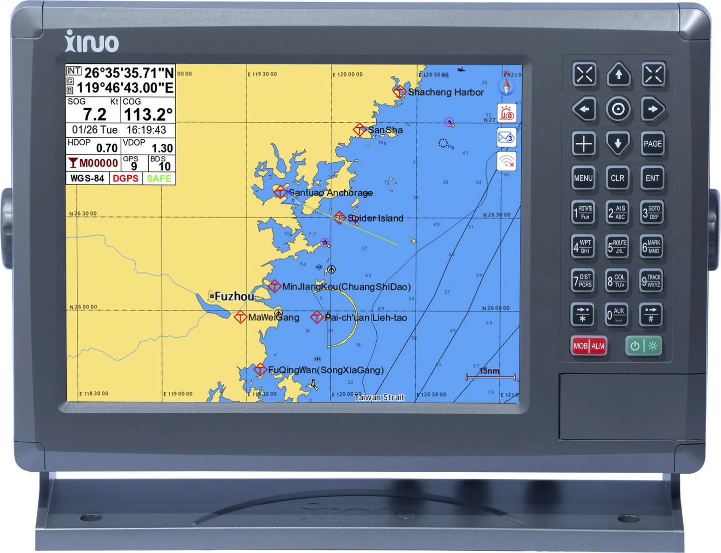 Plotter de gráfico GNSS marinho direto da fábrica XINUO GN-150 série GN-1510 10 "plotter de gráfico GPS marinho NMEA0183 CE IMO CCS IP65 
